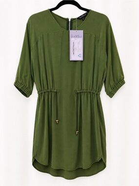 Velvet Heart Olive Drawstring Waist Short Sleeve Tunic Dress